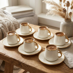 Coffee Cup and Saucer Set - 6 Pcs